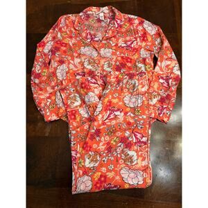 Vintage Victoria’s Secret Floral PJ Set Orange Retro Pajamas Size M Y2K